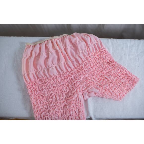 Vintage Pink Ruffle Pettipants Bloomers Lace Boudoir Lingerie Burlesque Pinup, M - Picture 10 of 13